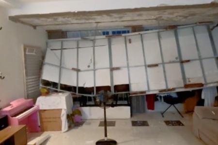 False ceiling collapses at home while family asleep, mother thankful kids not hurt