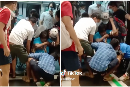 Woman's wheelchair gets stuck in MRT platform gap, commuters rush to help 