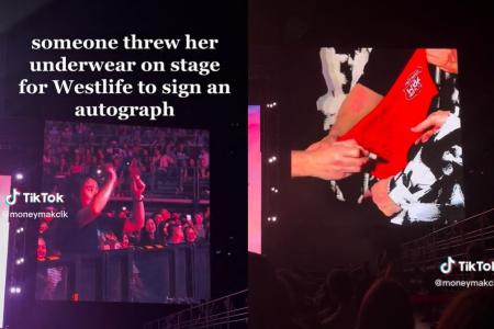 Fan throws undies onstage for autograph; Westlife oblige