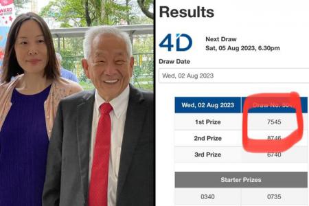 Ages of presidential hopeful Ng Kok Song and fiancée hit 4-D top prize