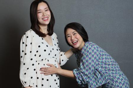 Baby lessons for Rebecca Lim, Cynthia Koh before filming Confinement