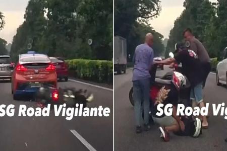 Motorists help rider pinned under Vespa after he skids on AYE, rider says thanks online