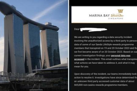 Hackers access 665,000 Marina Bay Sands non-casino rewards programme members' personal data
