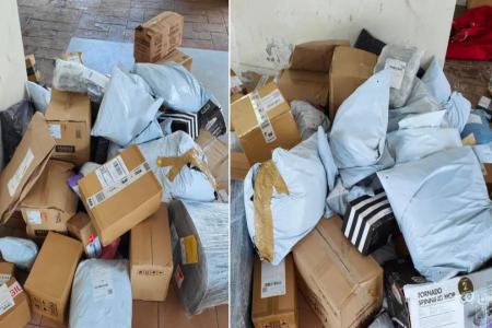 Clementi resident fumes over ‘rubbish dump’ of parcels left at void deck after Nov 11 sale