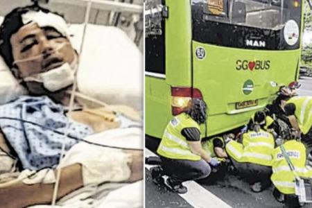 Malaysian biker in ICU with severe head injuries after colliding with bus on PIE