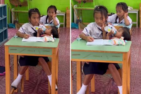 Thai girl melts hearts in juggling school and sibling duty