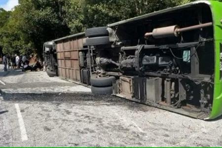 Two tourists dead after tour bus overturns in Genting Highlands