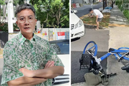 Cyclist falls after riding into actor Chen Hanwei's car