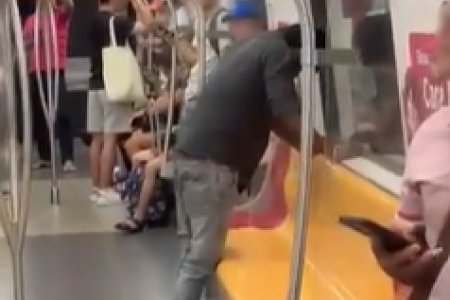 Man caught on camera allegedly urinating onto MRT seats