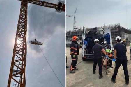 SCDF officers rescue man from 40m-tall tower crane in Tuas