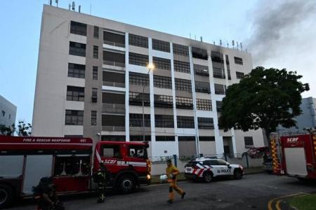 Fire breaks out at industrial building in Yishun