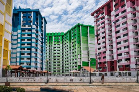 A passerby taking snapshots of the iconic colourful blocks at Rochor Centre. These colourful blocks will be slated for demolition at the start of 2017.