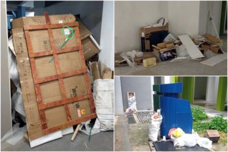 Rubbish piling up at void decks of new BTO project Tampines GreenVerge