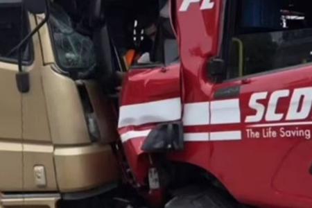 4 SCDF officers injured in fire engine-trailer collision