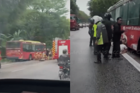 Motorcyclist dies after being trapped under a bus on BKE