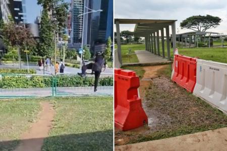 Parts of barrier outside Marina Bay MRT station removed as more workers return to offices