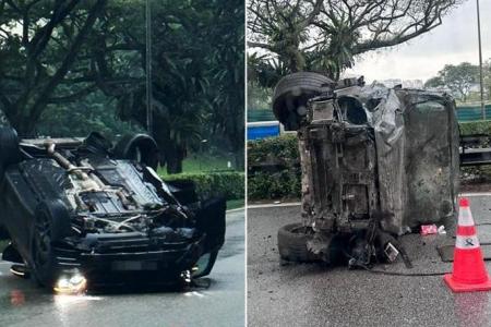 Two men taken to hospital after accident on PIE