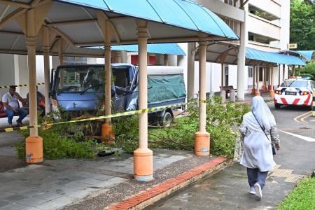 Lorry hits tree, mounts kerb near Tampines pre-school