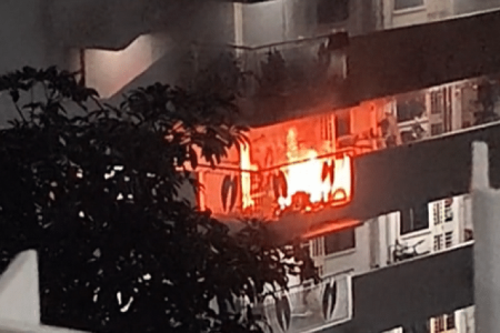 E-bike catches fire outside Bedok South flat