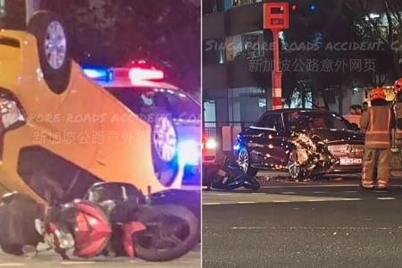 2 drivers, 2 rider taken to hospital in Serangoon accident