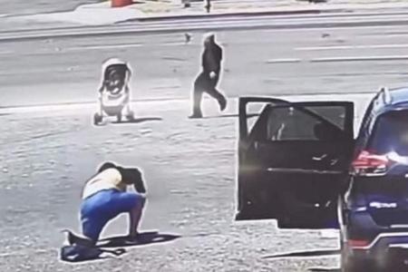Californian man saves baby moments before stroller rolls into traffic