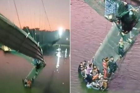 More than 120 killed in India as packed suspension bridge collapses