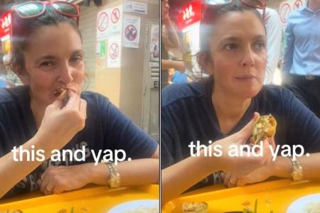 Drew Barrymore eats popiah at Maxwell Food Centre