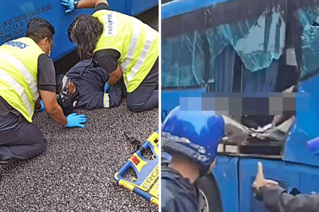 Multi-vehicle accident on BKE leaves hole in side of bus