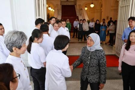 President Halimah bids farewell to Istana staff