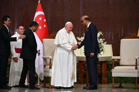 Pope Francis calls on President Tharman, meets PM Wong 