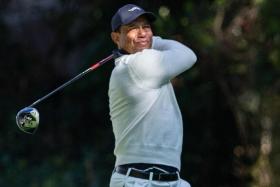 Tiger Woods on the 12th hole during the first round of The Genesis Invitational golf tournament.