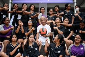 NorthLight School netball coach Liew Hin Joon, 75, began coaching the school in 2016.