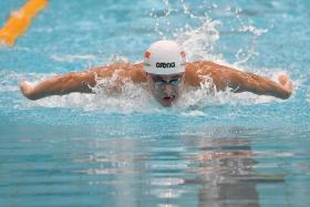 Quah Zheng Wen during the men's 100m butterfly finals at the Singapore National Swimming Championships on June 14.