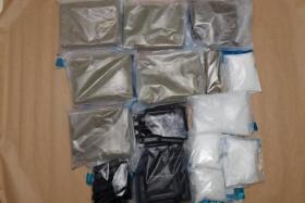 Some of the drugs seized in an operation by CNB on May 18 in the vicinity of Jurong West Street 81.