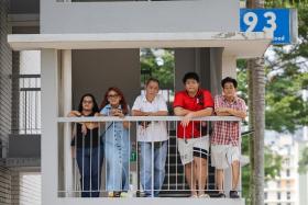 (From left) Henderson Heights residents Janet Yee, Diyana Abdullah, Goh Eng Guan and Loo Zhuang Qi and his father Loo Kok Hua.