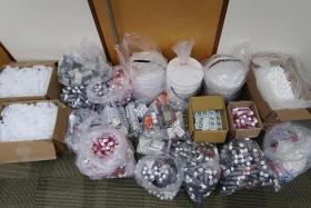 The assortment of medicines found in the Geylang condominium unit.
