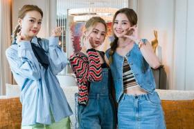 Cantopop stars (from left) Joey Yung, Gillian Chung and Charlene Choi were in Singapore to film the second season of Girls’ Spectacular Journey.