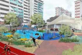 An artist&#039;s impression of the PlayHub to come between Blocks 135 and 138 in Bedok North Street 2.