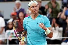 FILE PHOTO: Tennis - French Open - Roland Garros, Paris, France - May 27, 2024 Spain&#039;s Rafael Nadal reacts during his first round match against Germany&#039;s Alexander Zverev REUTERS/Yves Herman/File Photo