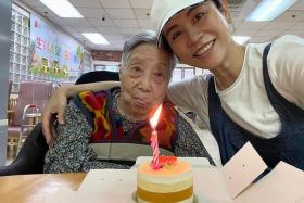Hong Kong actress Jessica Hsuan and her 101 year-old nanny Ying Je.