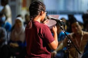 Anna (not her real name) showcasing her song, dedicated to her mum, at the Singapore Girls' Home on Aug 31.