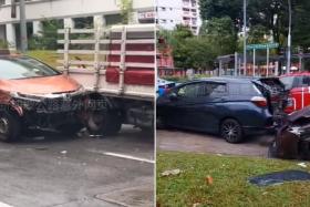 The accident, which involved two lorries, two taxis and a car, occurred along Choa Chu Kang Street 62.