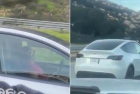 The 41-second clip shows the woman in the driver’s seat slumped to the right as someone off-camera criticises her behaviour.