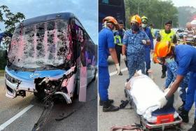A Transtar Travel tour bus had hit a lorry in the wee hours of July 13 along the Karak Expressway near Genting Highlands.