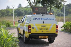 One of PUB's new flood response vehicles. Among other things, it carries LED signage to warn drivers and pedestrians of floods in an area.