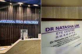 The two doctors who have been suspended are from Melissa Teo Surgery at Mount Elizabeth Novena Specialist Centre and Dr Natasha Lim Eye Centre at Royal Square@Novena.