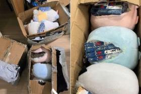 Singapore Customs officers uncovered seven parcels with cigarettes hidden in plush toys declared as “decorations” in a two-day operation.