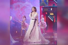 Hong Kong actress Charmaine Sheh performed at the 2024 Beijing TV Spring Festival Gala.