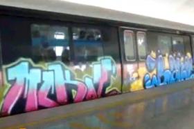 A previous case in which this SMRT train was vandalised.