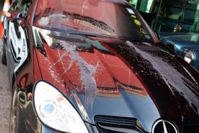 TARGET: One of the Mercedes splashed with paint remover.